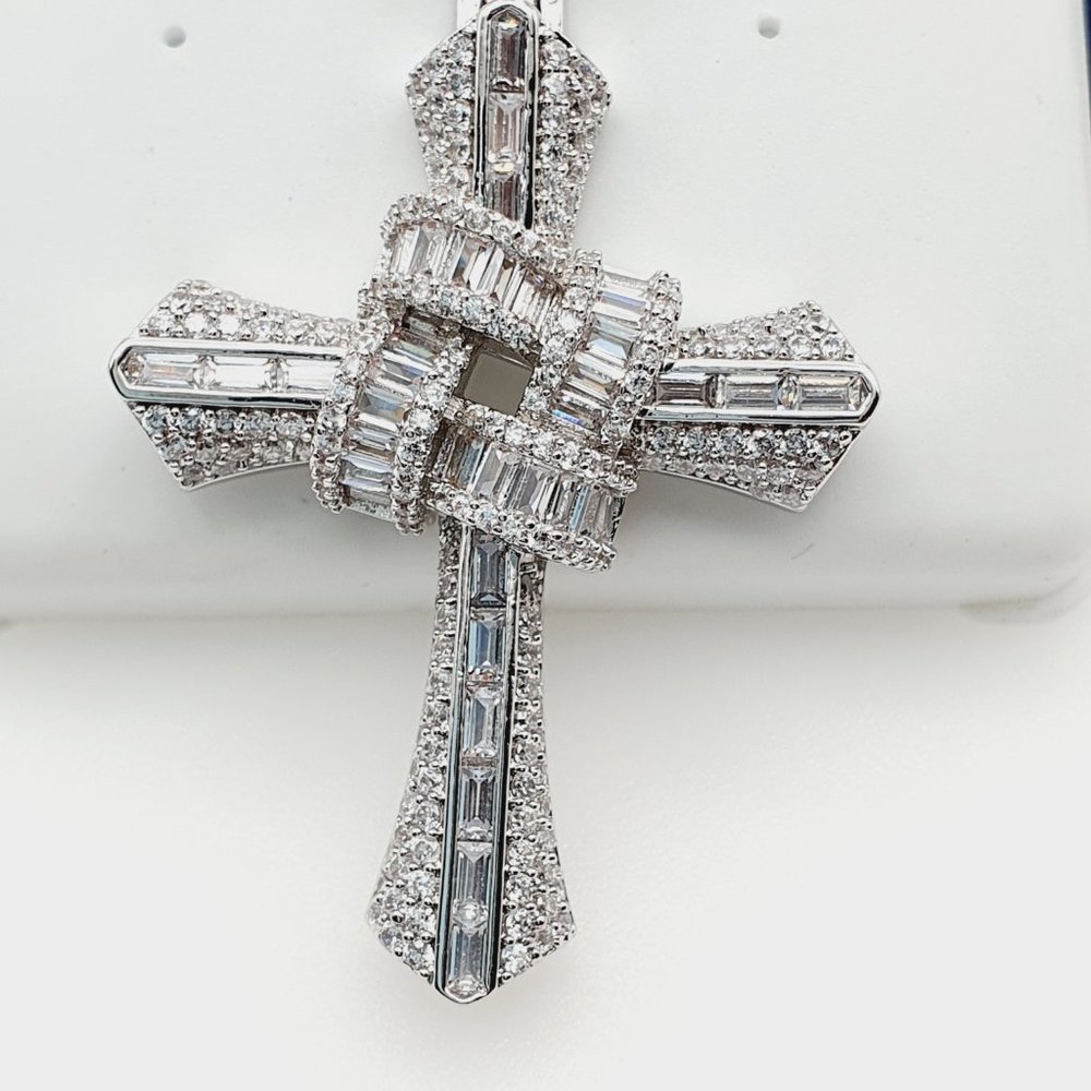 925 Sterling Silver Plated CZ Pendant, EVBRS589 - Picture 8 of 11